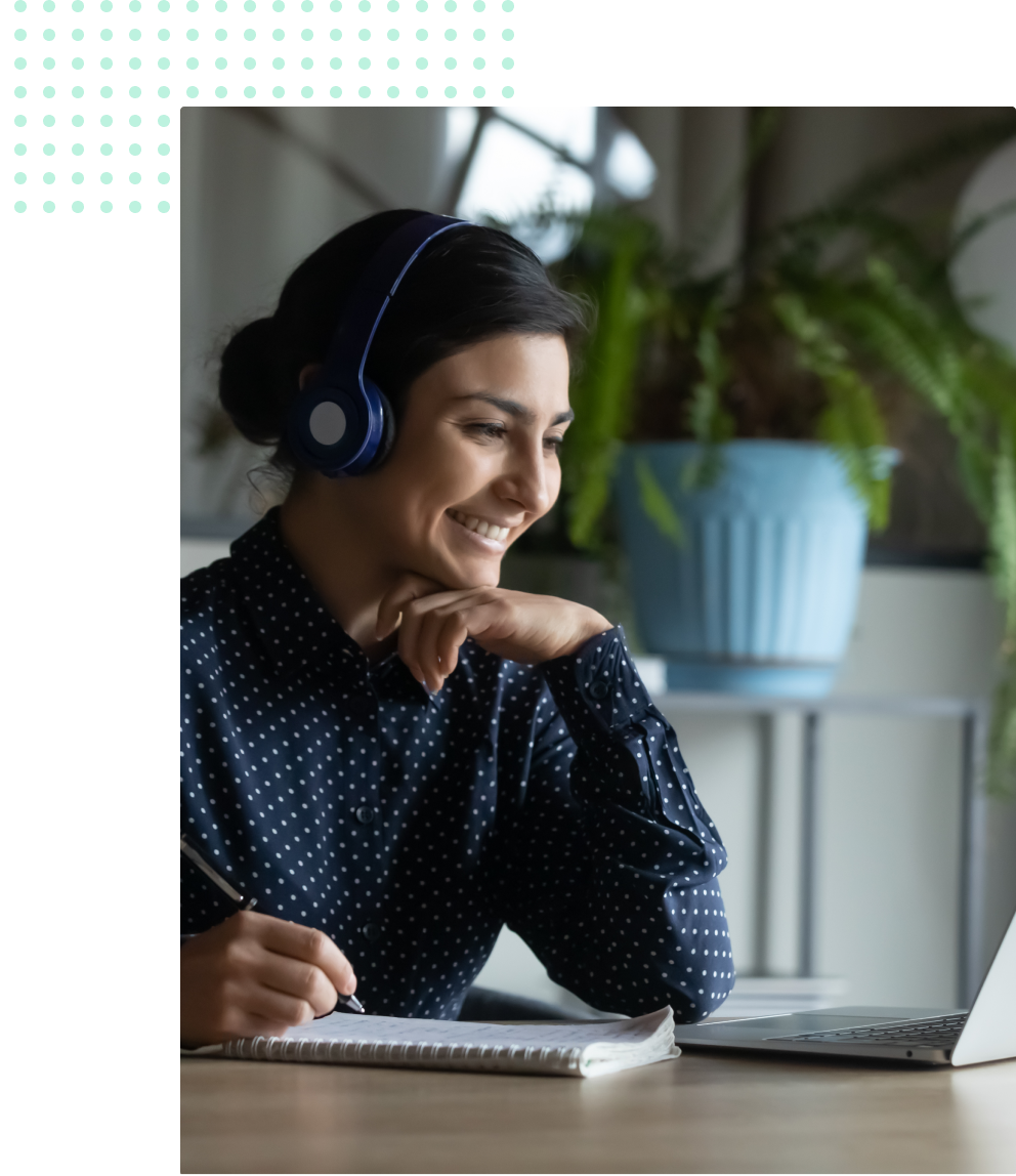 Female recruiter watching online courses on her laptop