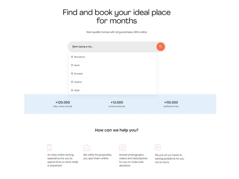 Spotahome service: find an accommodation screenshot